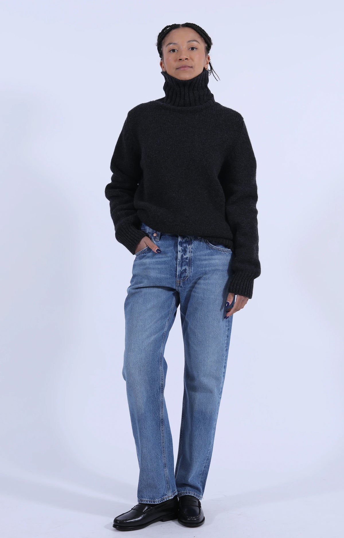 Roll Collar Pullover Charcoal