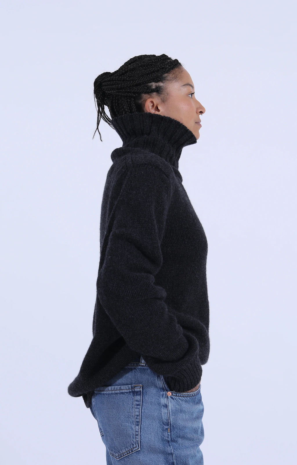 Roll Collar Pullover Charcoal