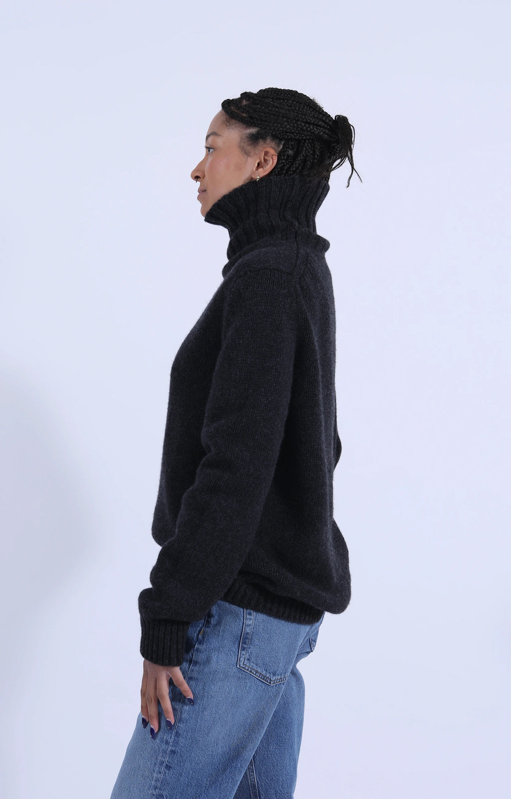 Roll Collar Pullover Charcoal