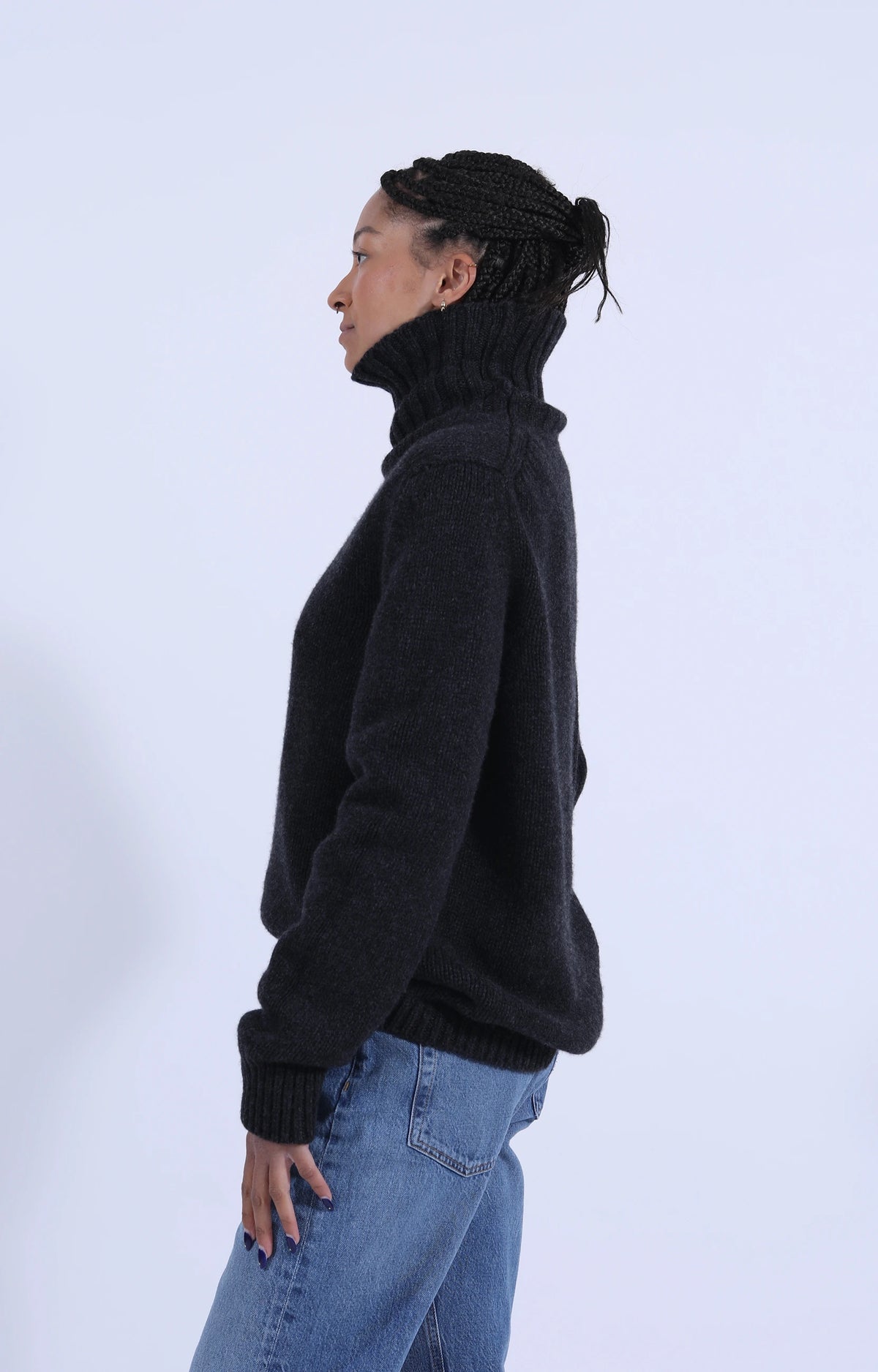 Roll Collar Pullover Charcoal