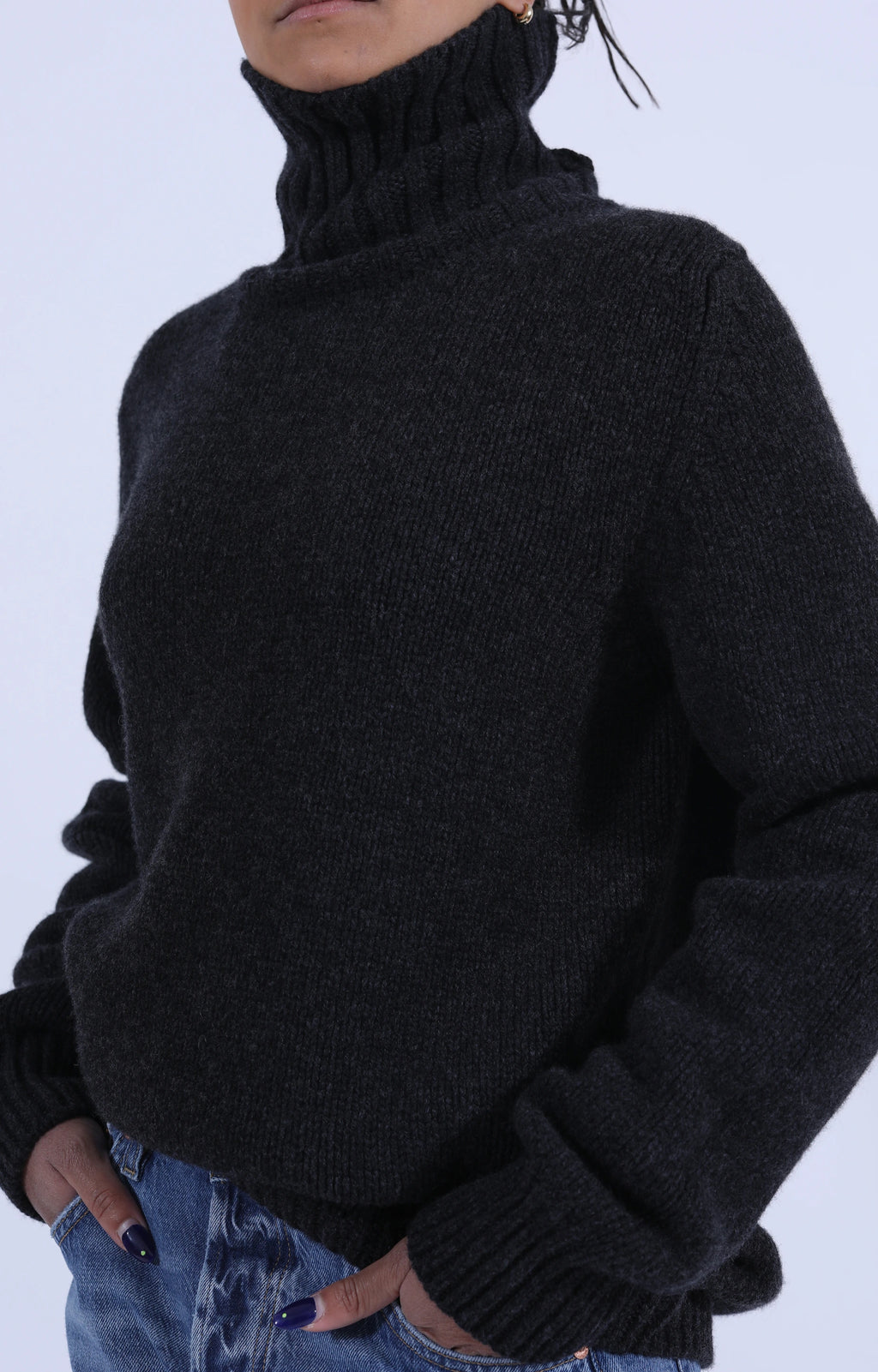 Roll Collar Pullover Charcoal