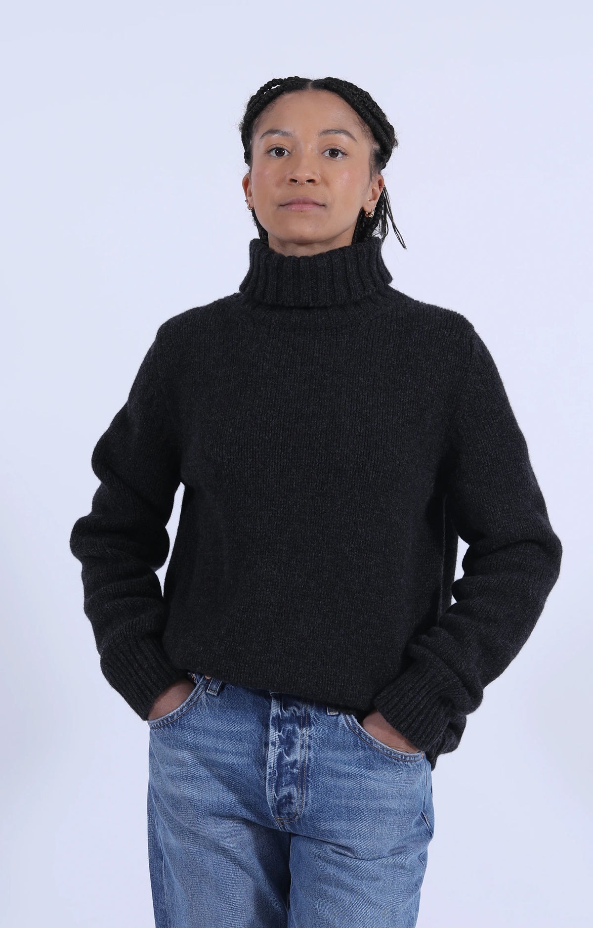 Roll Collar Pullover Charcoal