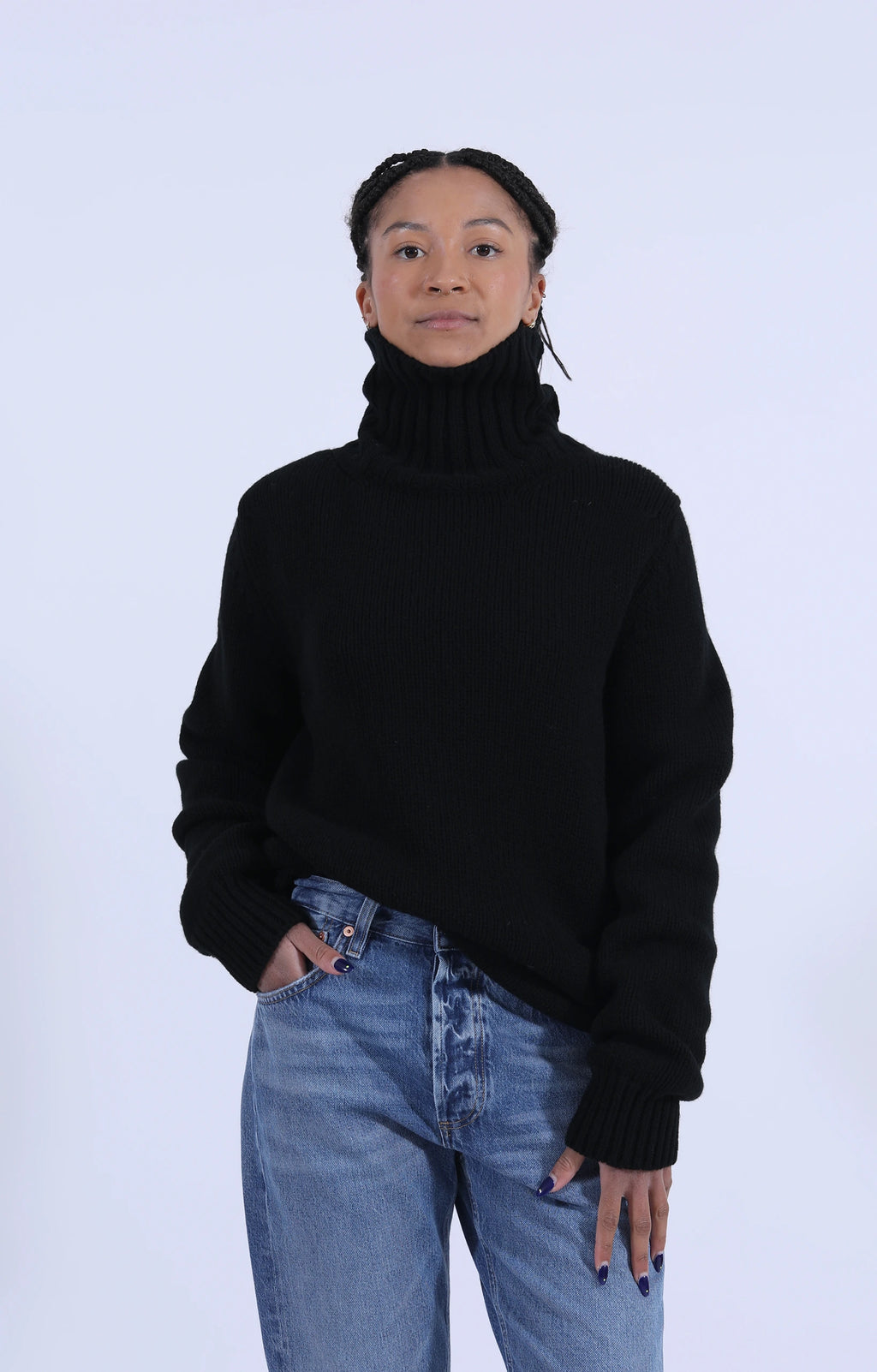 Roll Collar Pullover Black