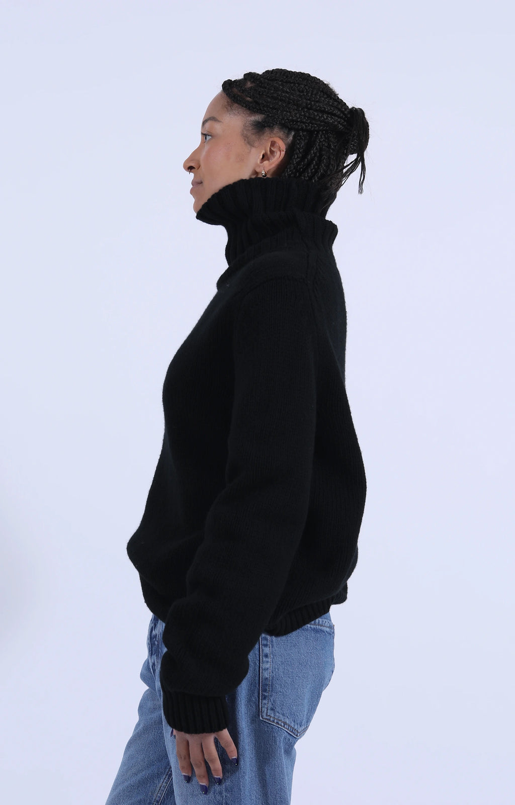 Roll Collar Pullover Black