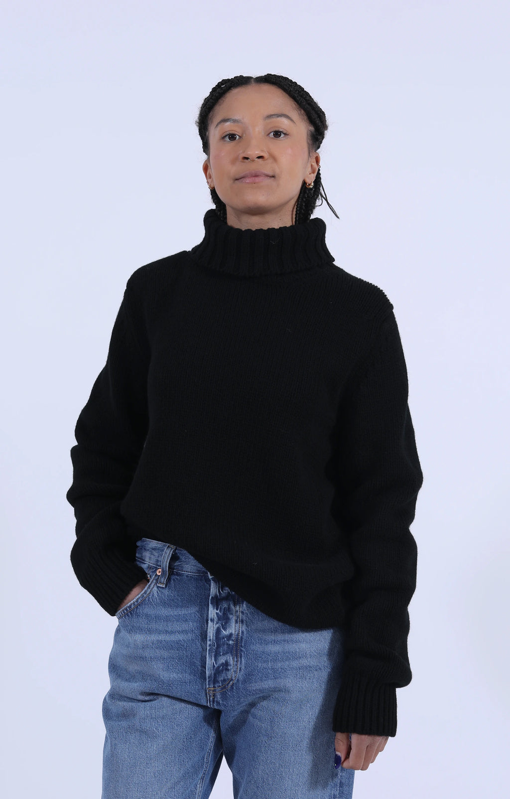 Roll Collar Pullover Black