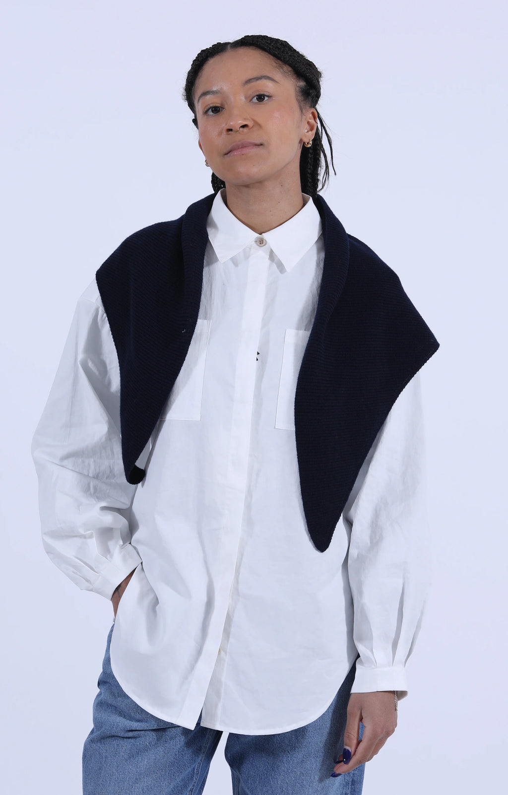 Cashmere Foulard Nero Navy