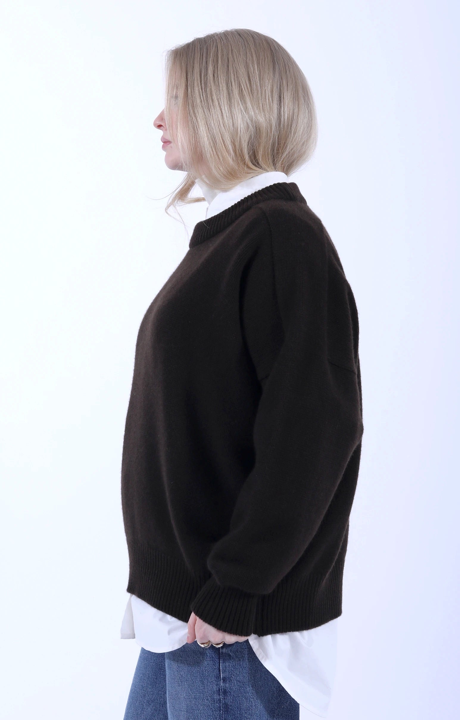 Meri Saddle Crew Jumper Caffe