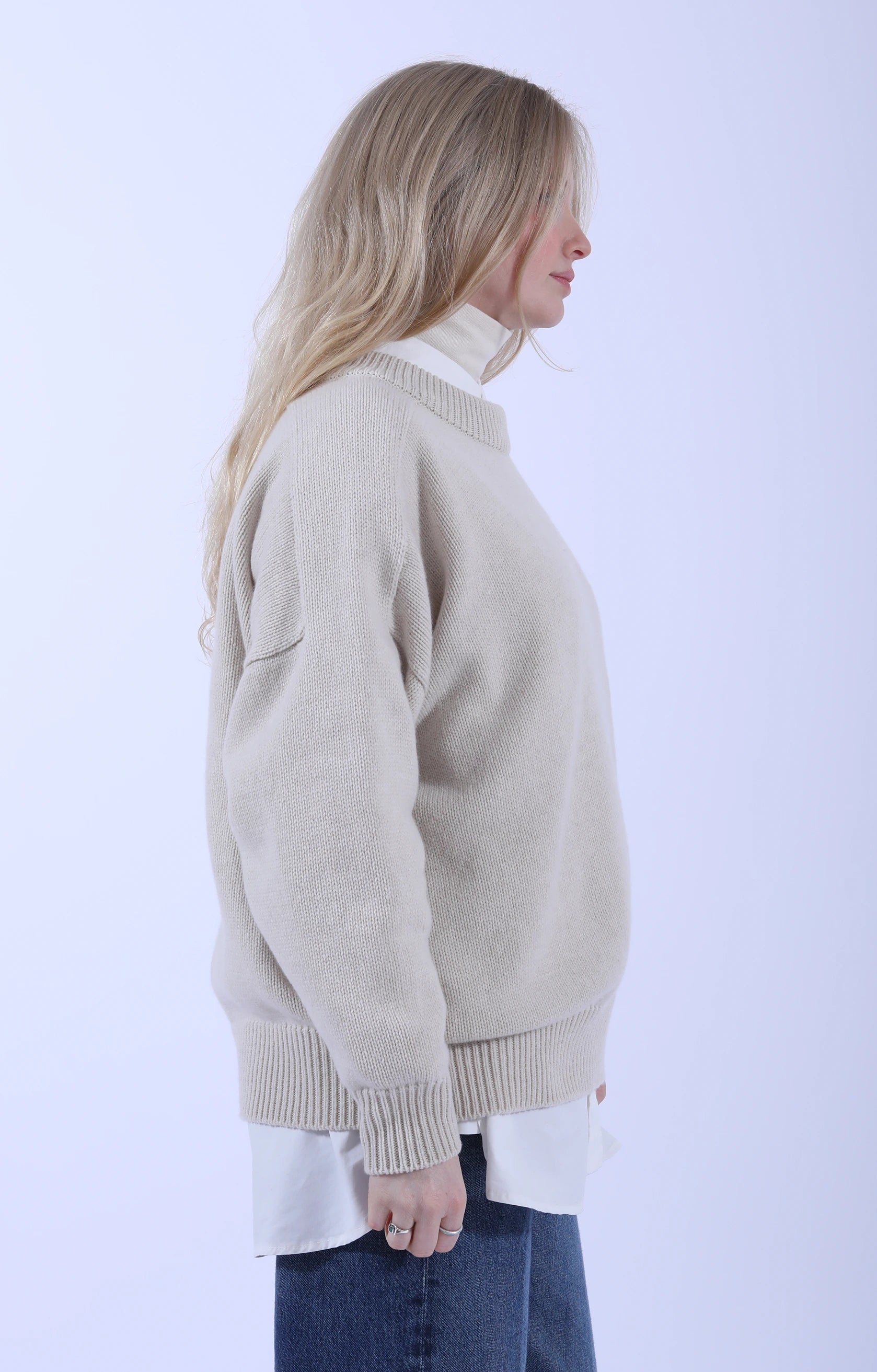 Meri Saddle Crew Jumper Crema