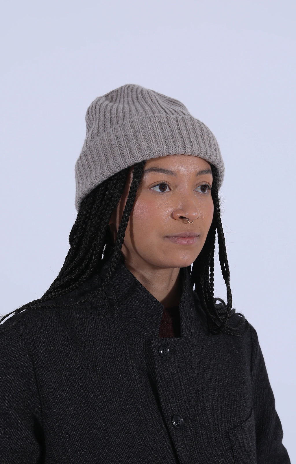Cashmere Rib Beanie Moondust