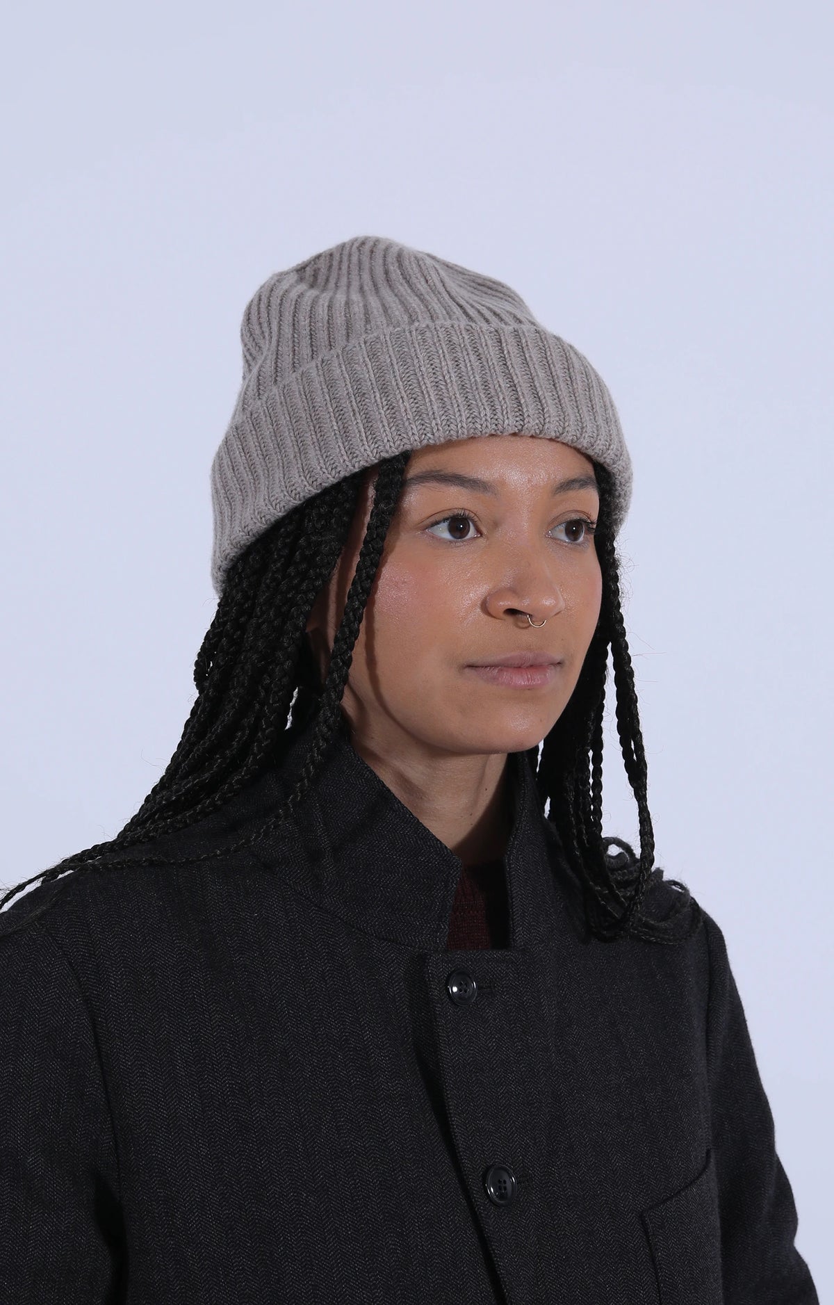Cashmere Rib Beanie Moondust