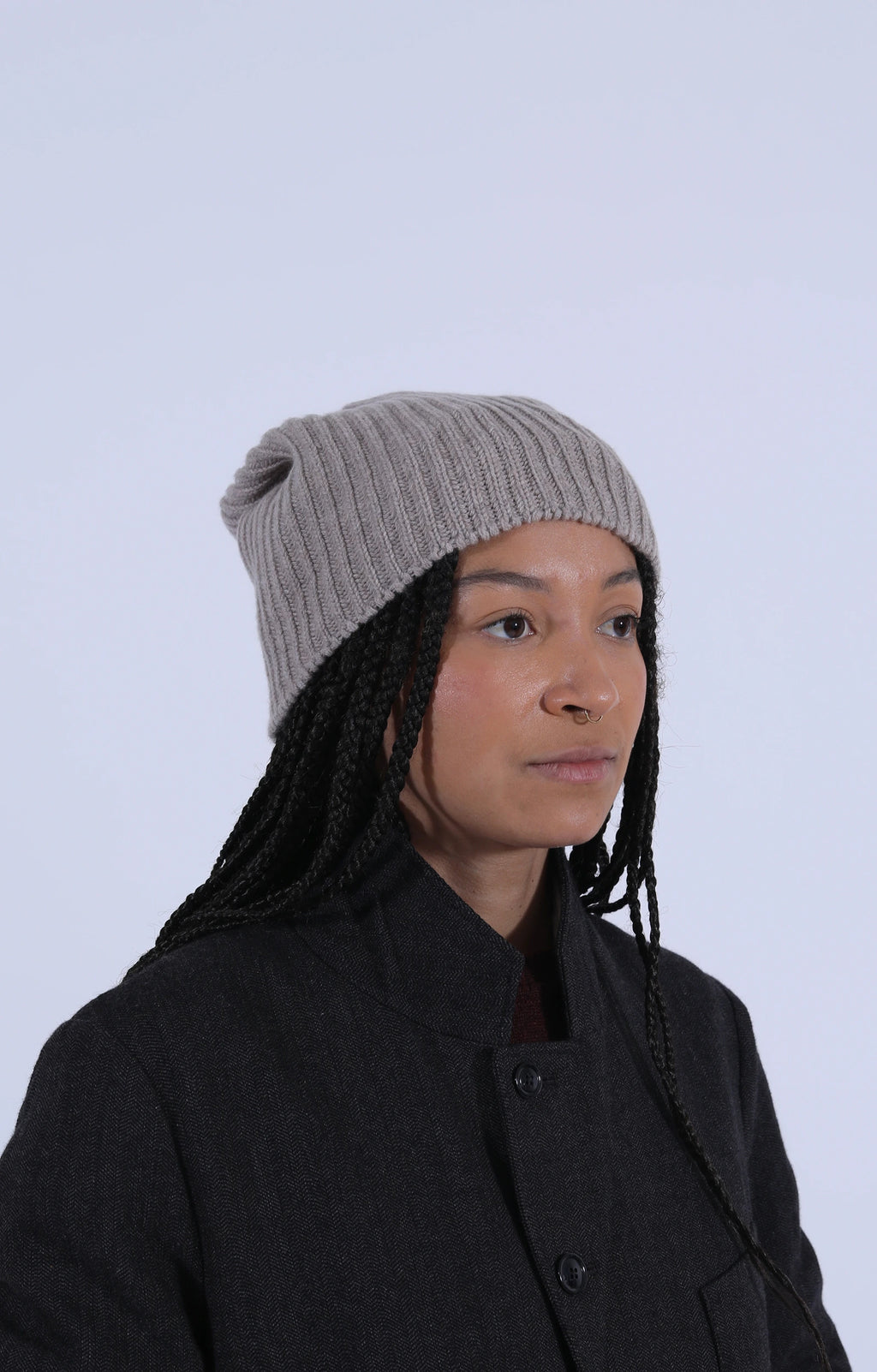 Cashmere Rib Beanie Moondust