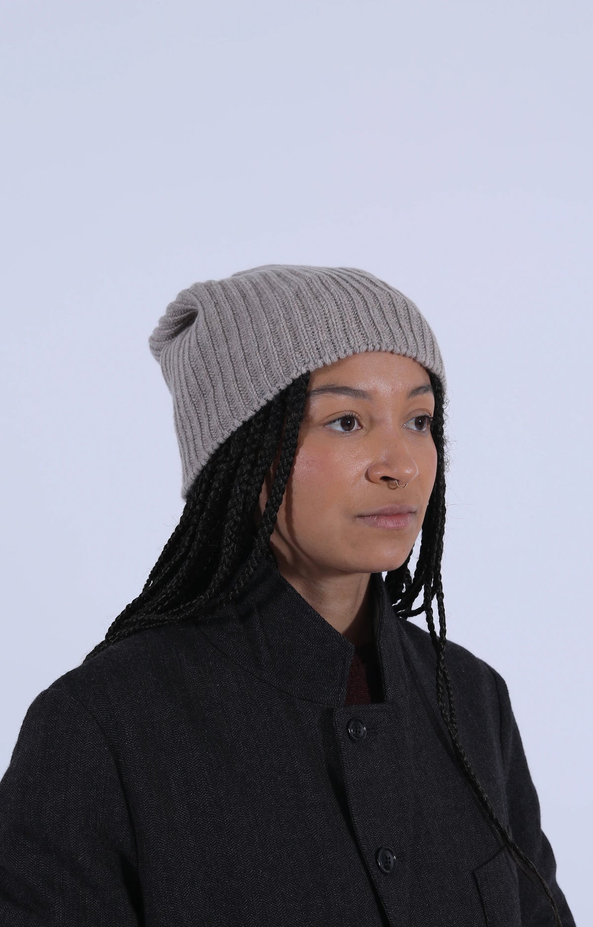 Cashmere Rib Beanie Moondust