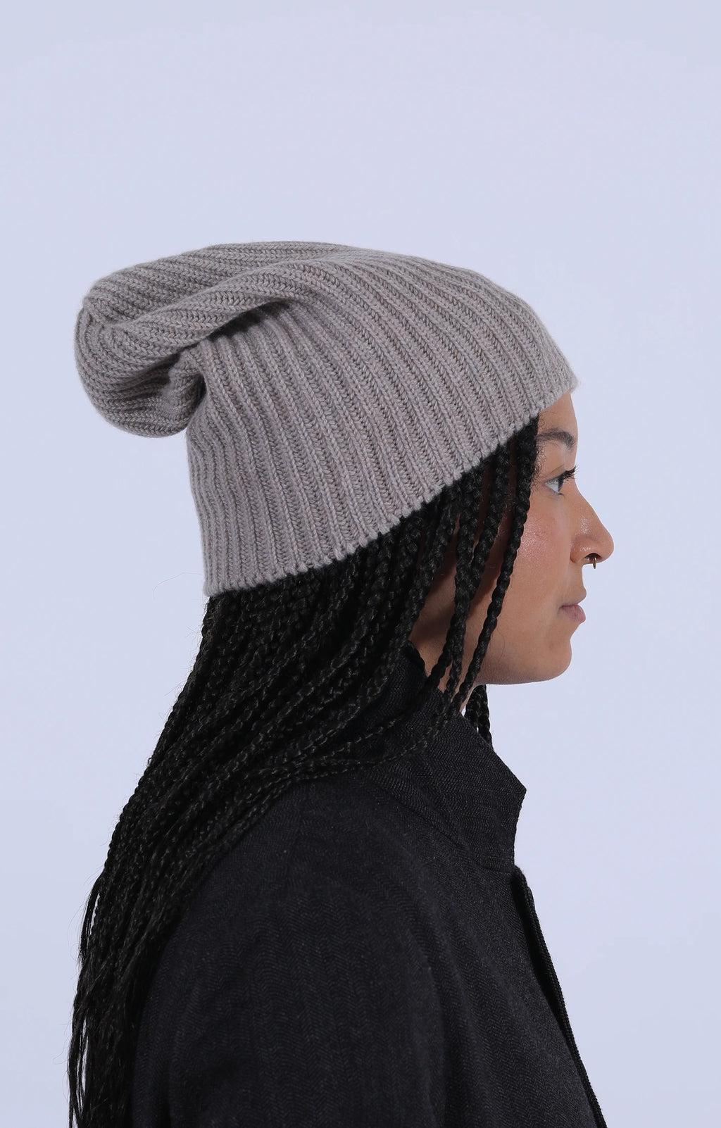 Cashmere Rib Beanie Moondust