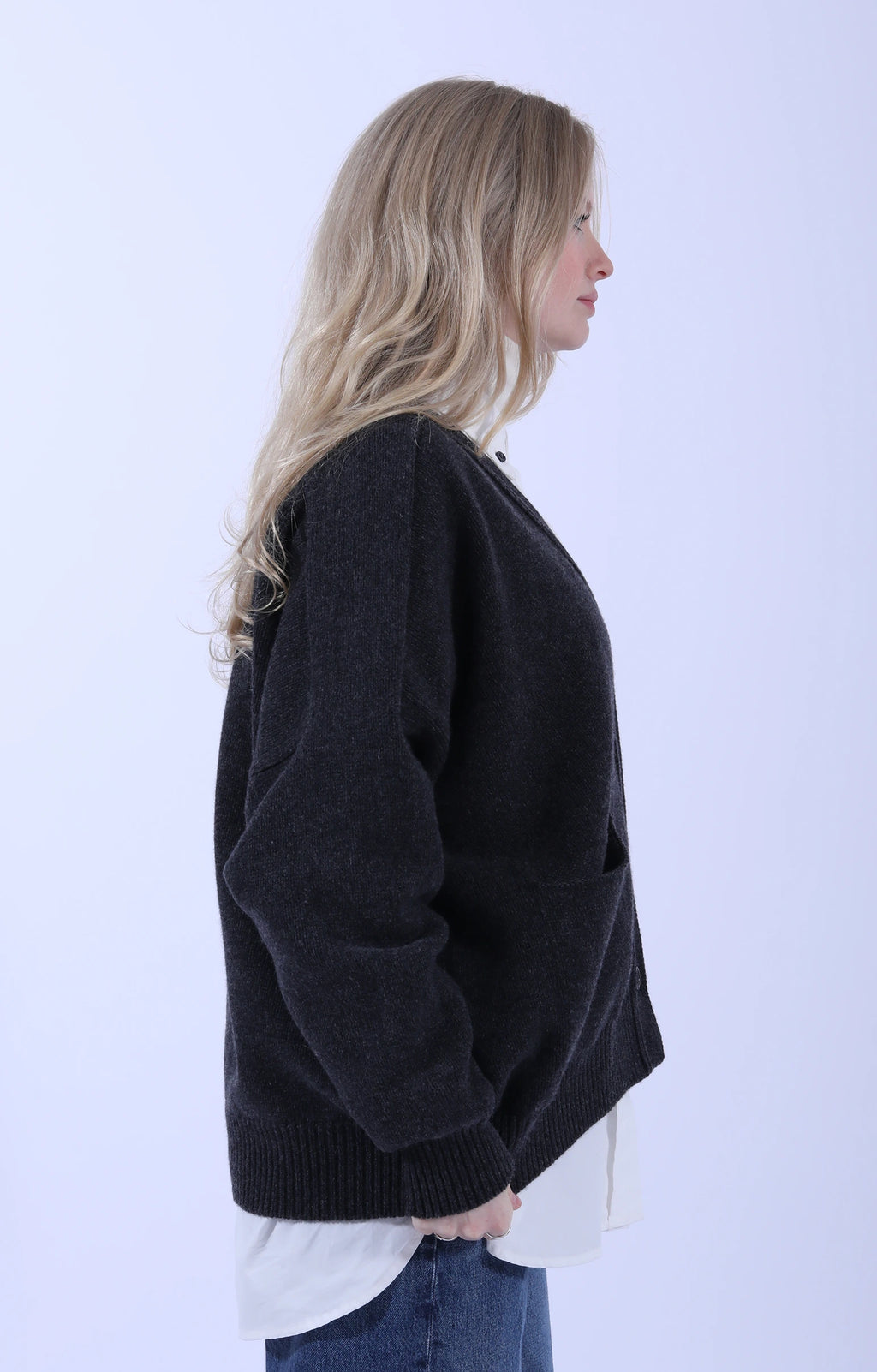 Meri Saddle Cardigan Charcoal