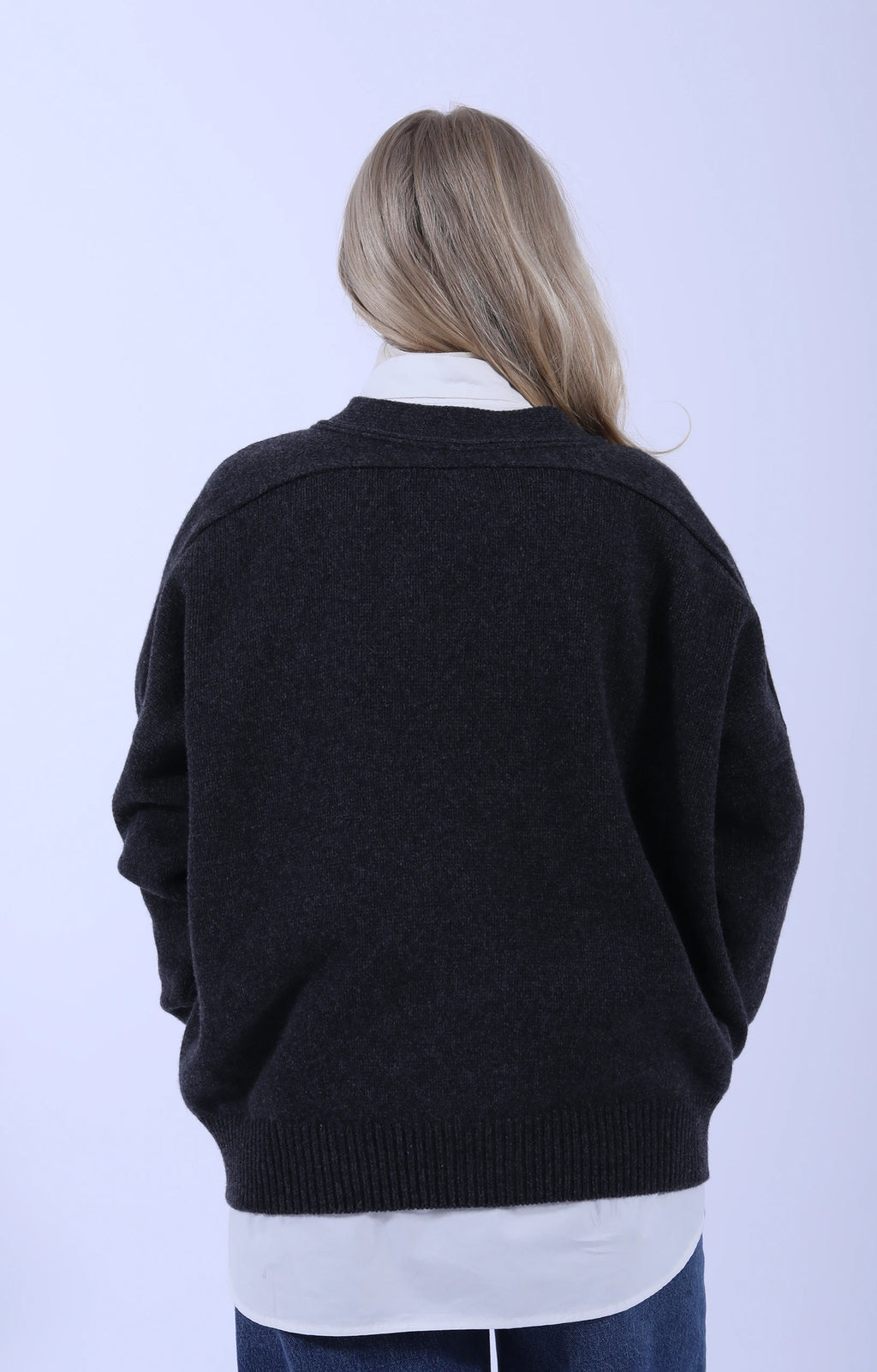 Meri Saddle Cardigan Charcoal