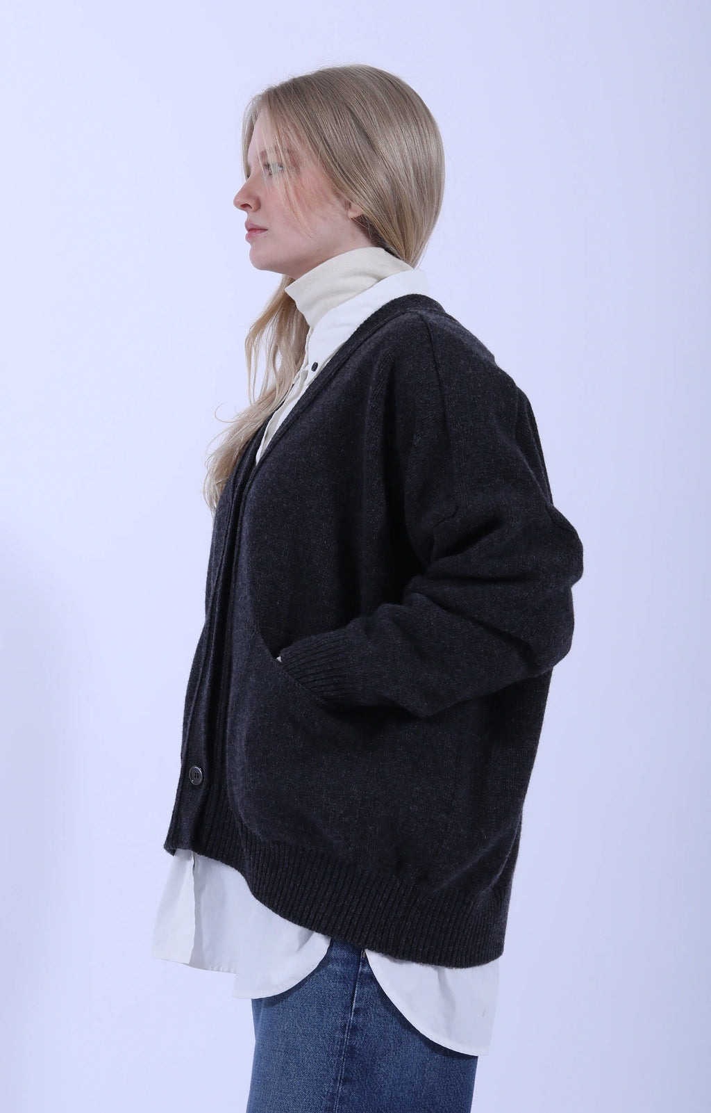 Meri Saddle Cardigan Charcoal