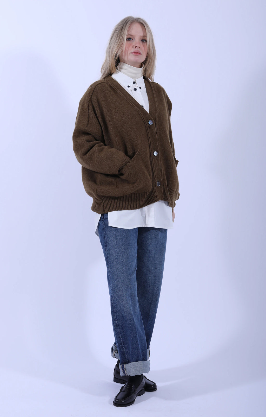 Meri Saddle Cardigan Corteccia
