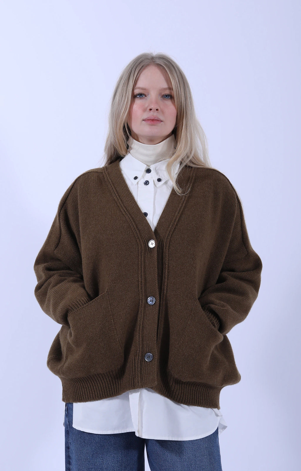 Meri Saddle Cardigan Corteccia