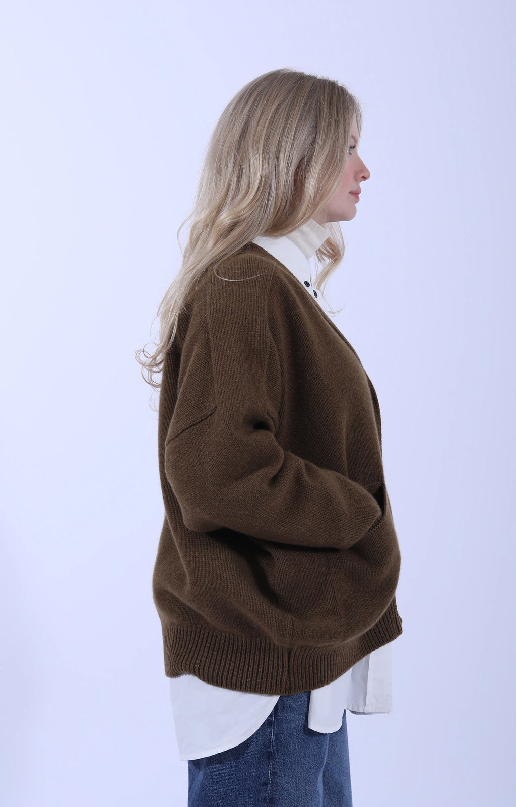 Meri Saddle Cardigan Corteccia