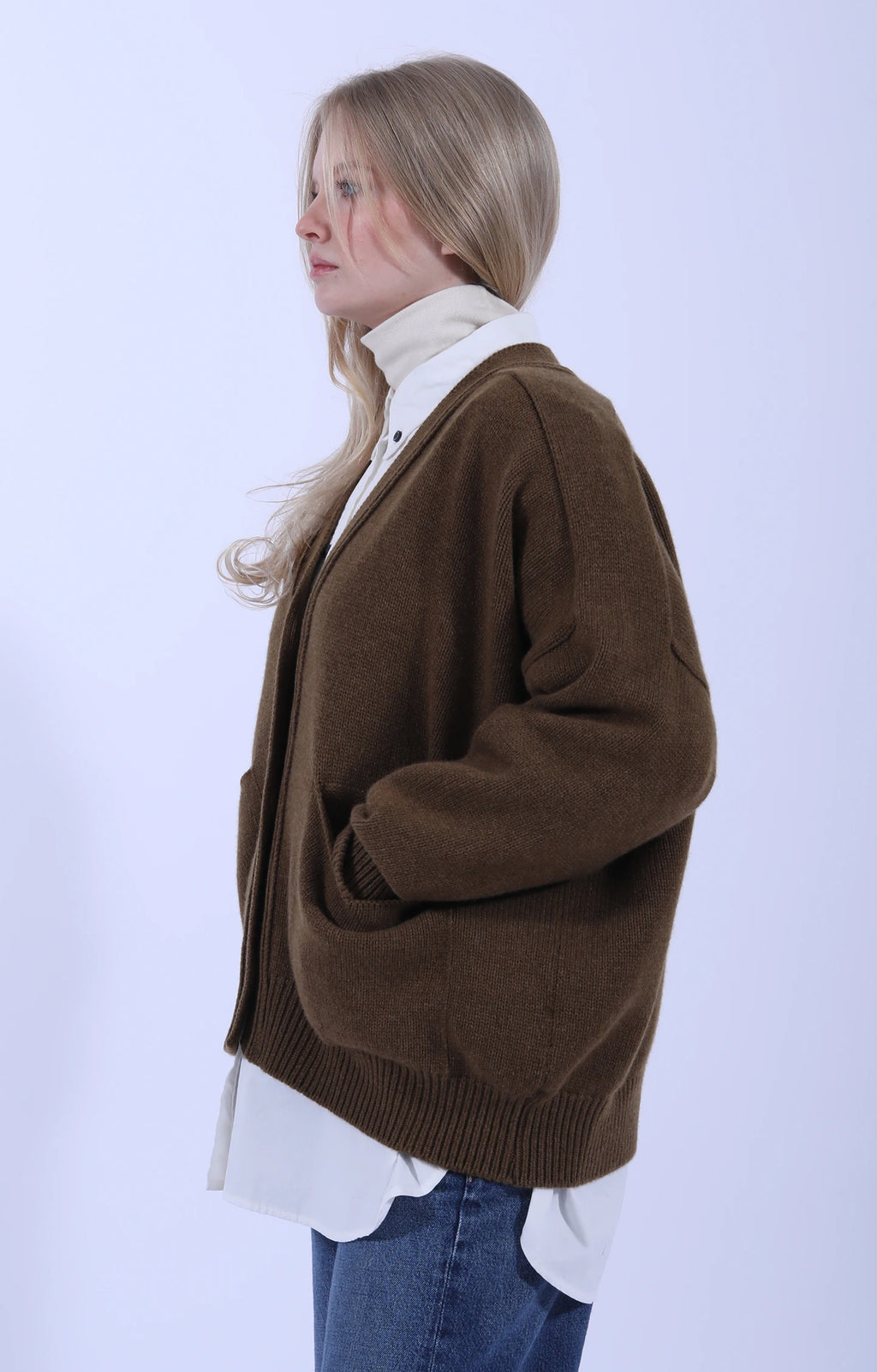 Meri Saddle Cardigan Corteccia