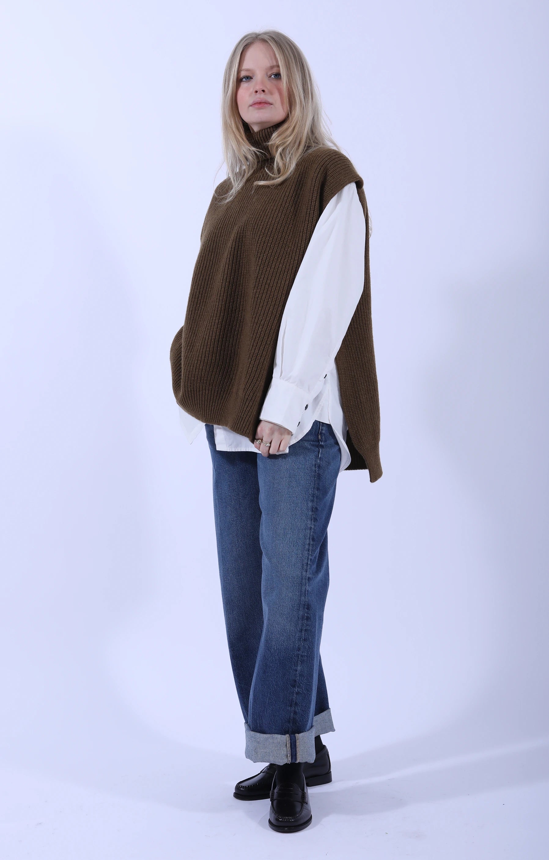 Meri Roll Neck Tabard Corteccia