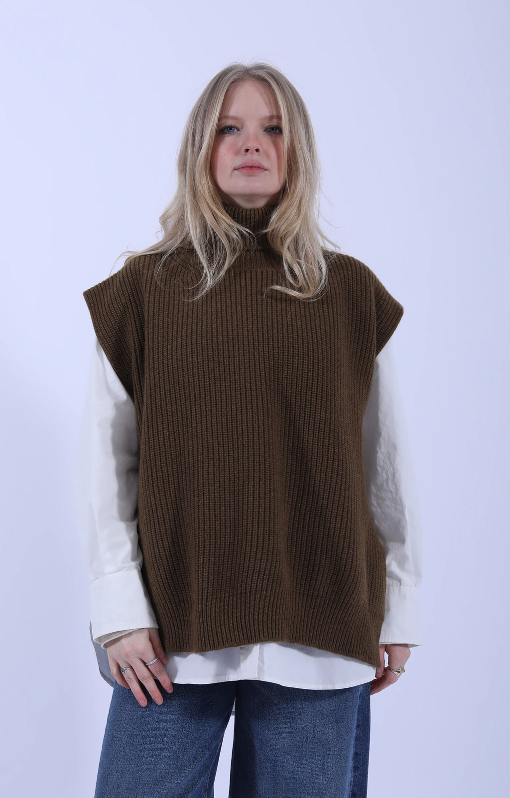 Meri Roll Neck Tabard Corteccia