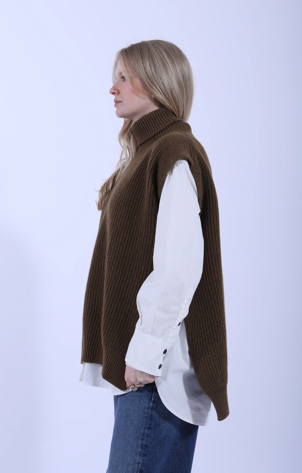 Meri Roll Neck Tabard Corteccia