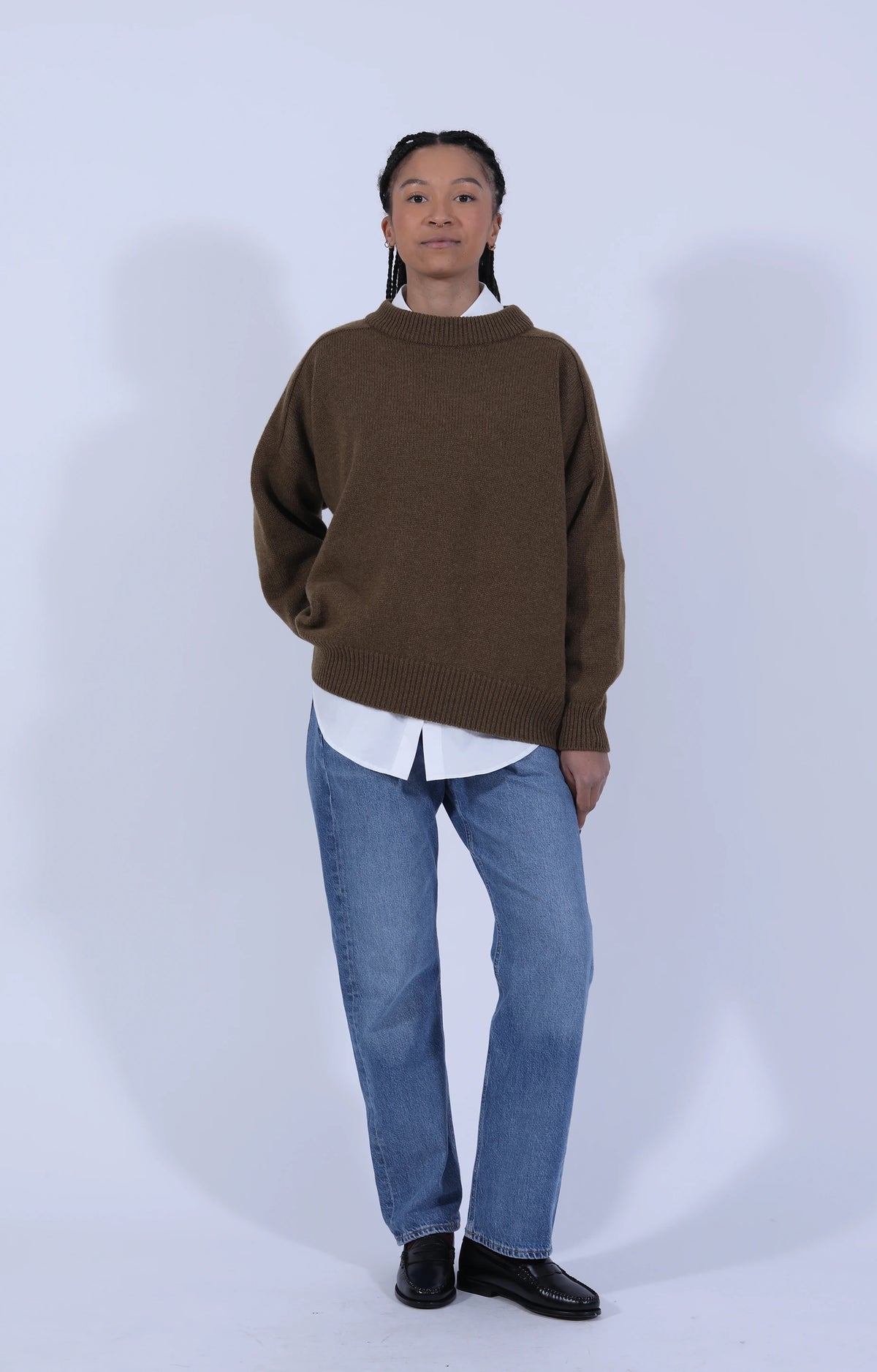 Meri Saddle Crew Jumper Corteccia