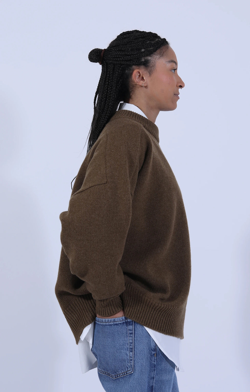 Meri Saddle Crew Jumper Corteccia