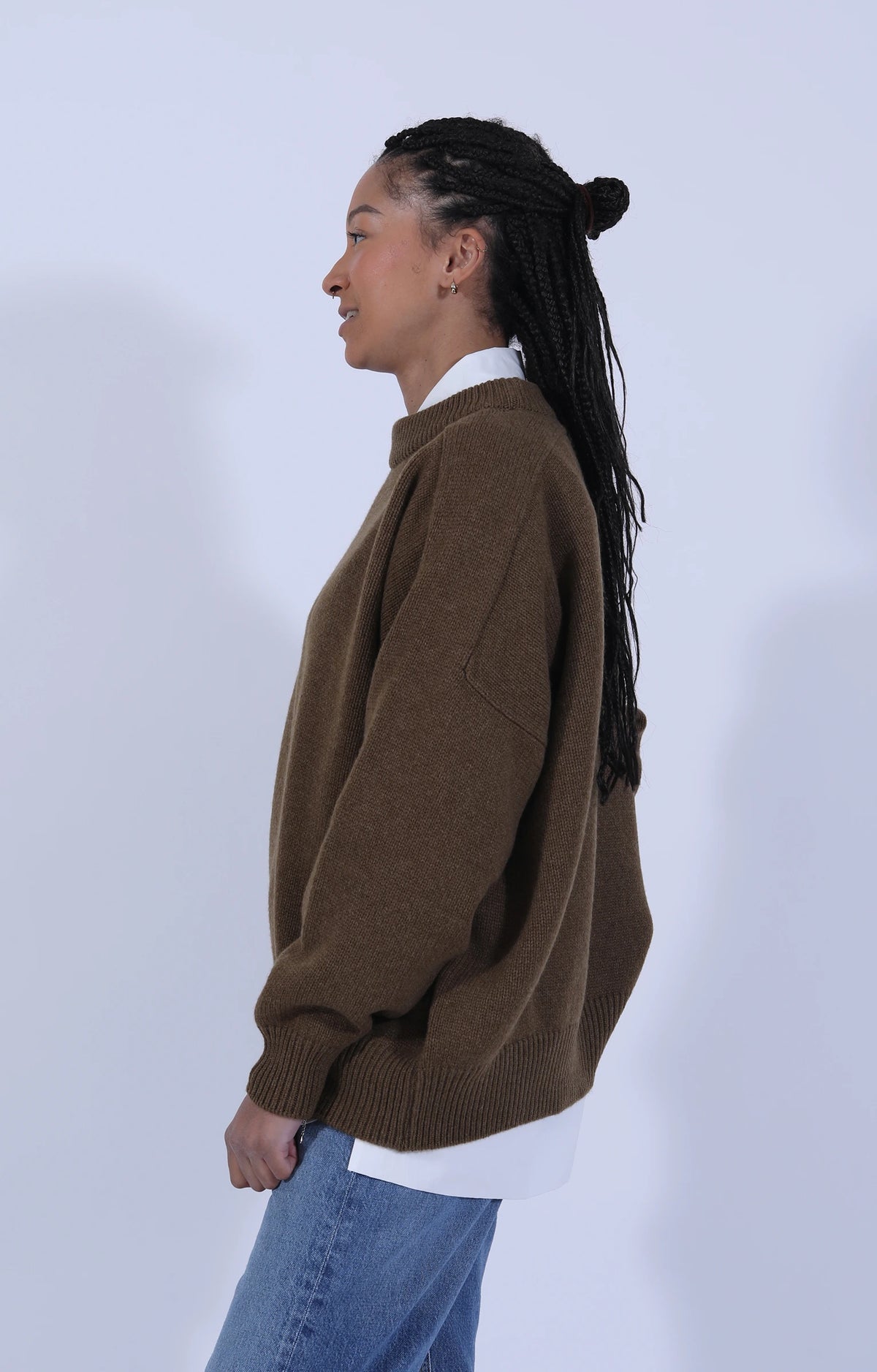 Meri Saddle Crew Jumper Corteccia