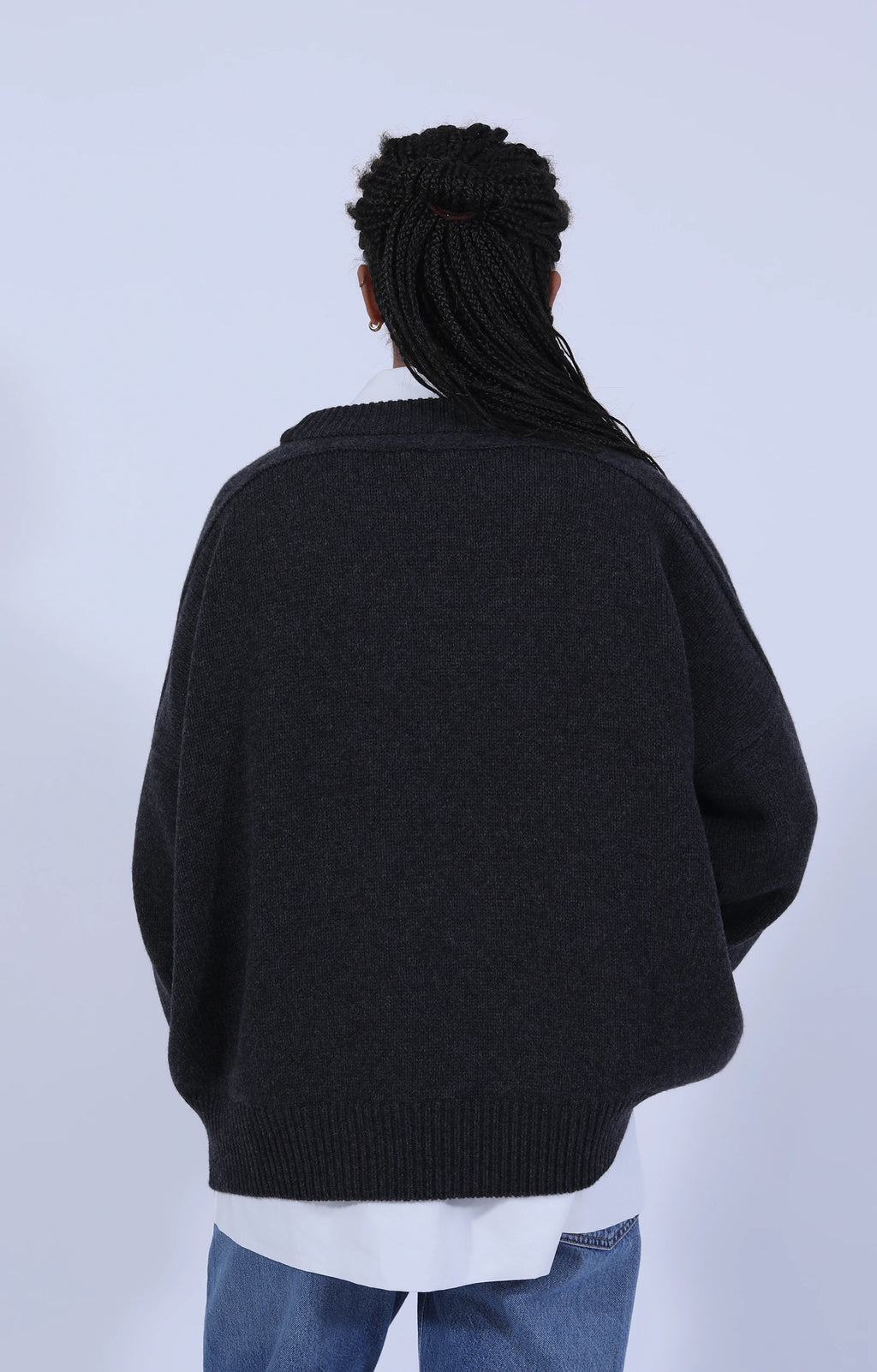 Meri Saddle Crew Jumper Charcoal