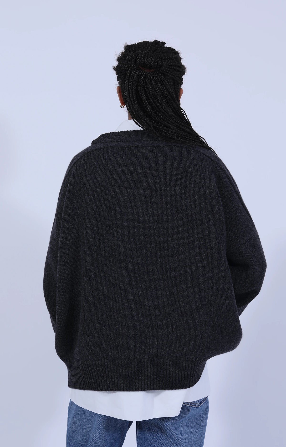 Meri Saddle Crew Jumper Charcoal