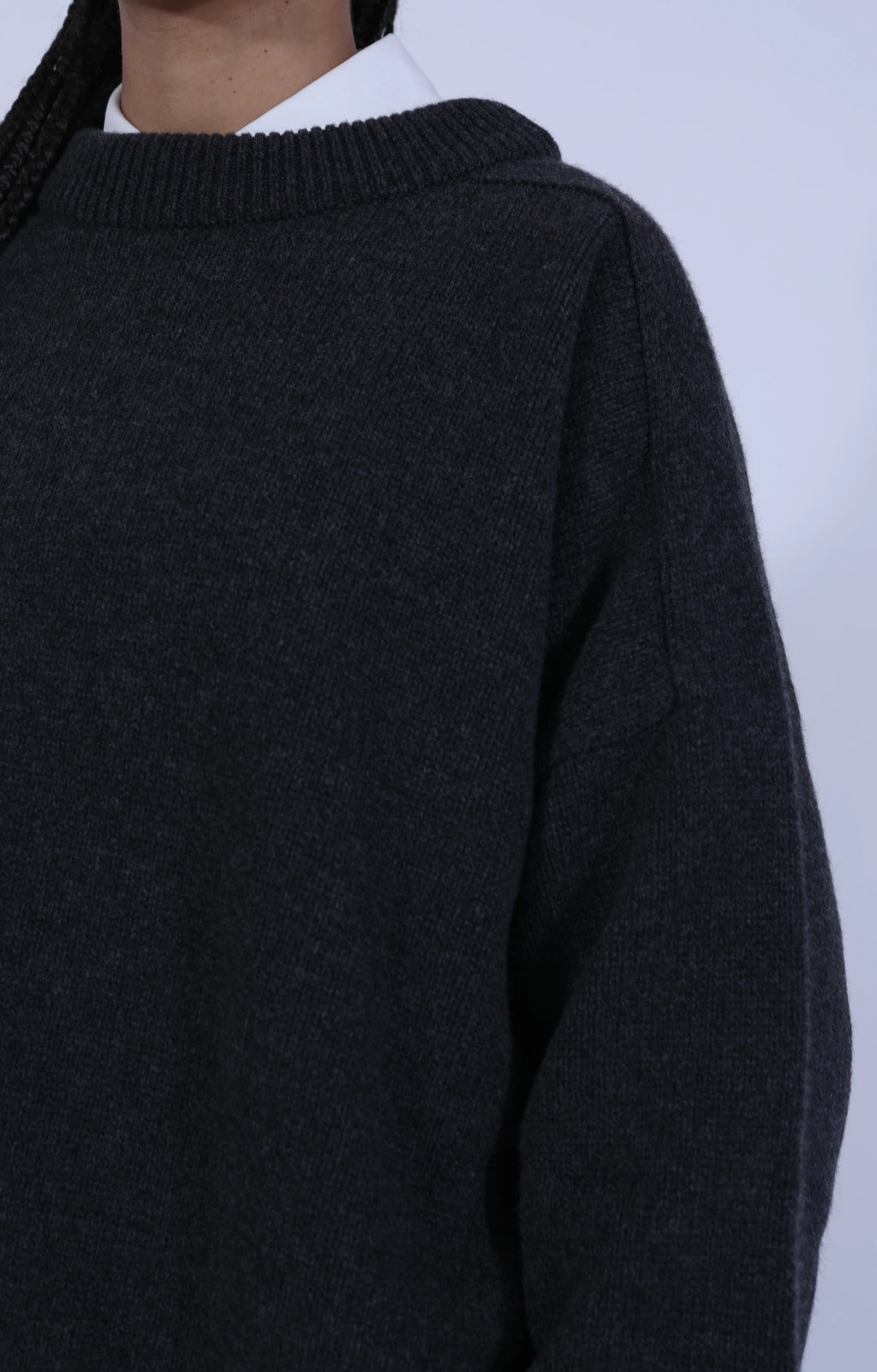 Meri Saddle Crew Jumper Charcoal