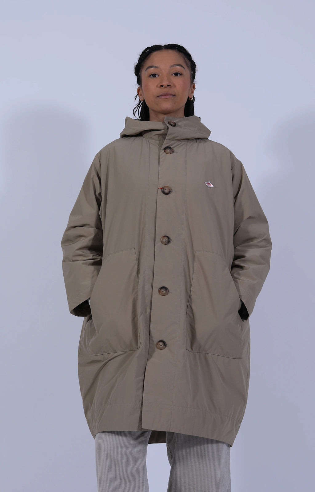 Taffeta Hooded Coat Beige