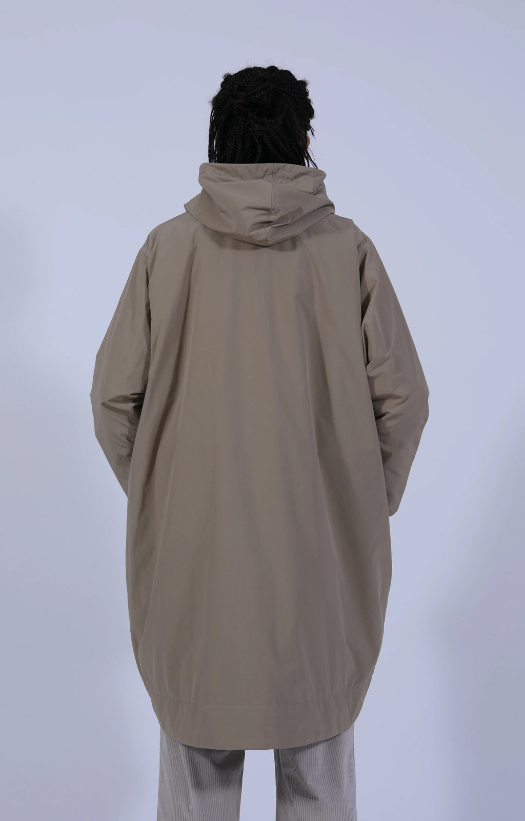 Taffeta Hooded Coat Beige