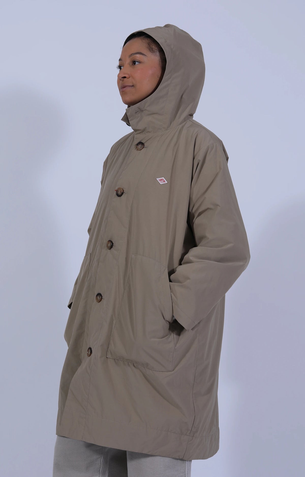 Taffeta Hooded Coat Beige