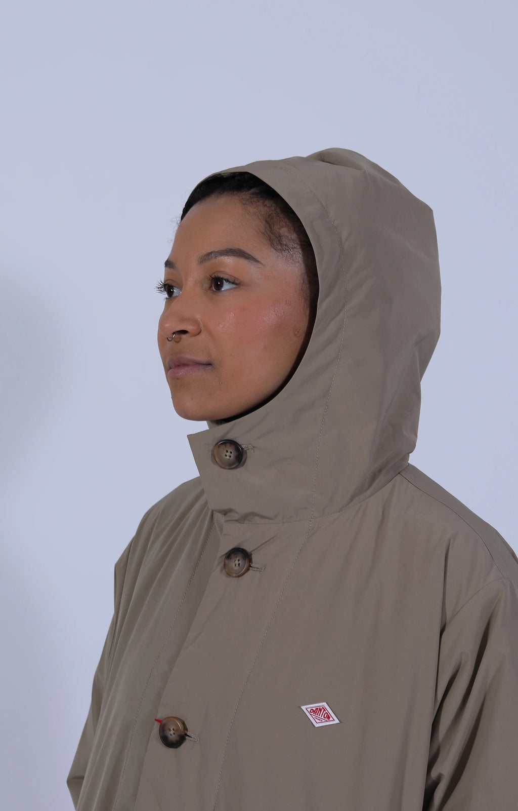 Taffeta Hooded Coat Beige