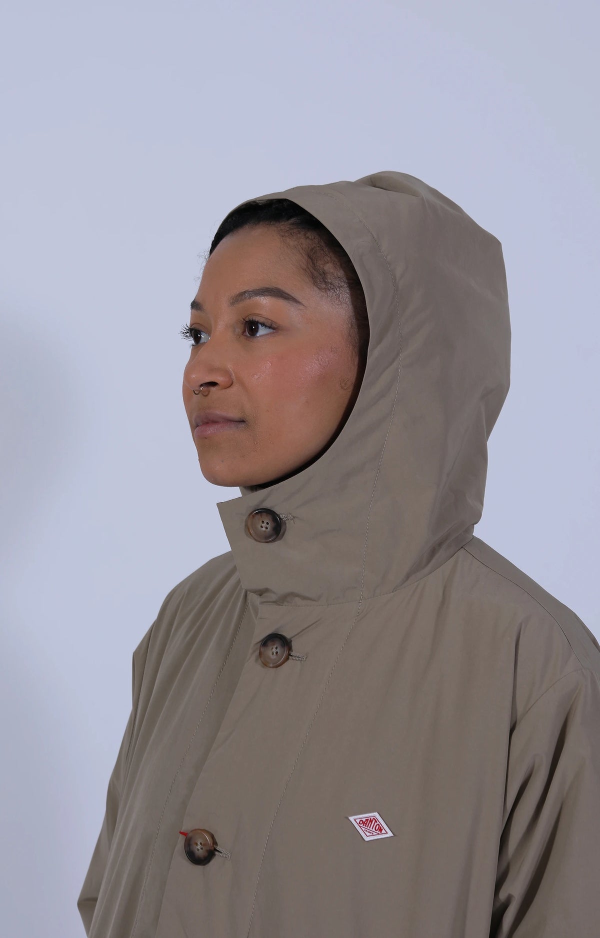Taffeta Hooded Coat Beige