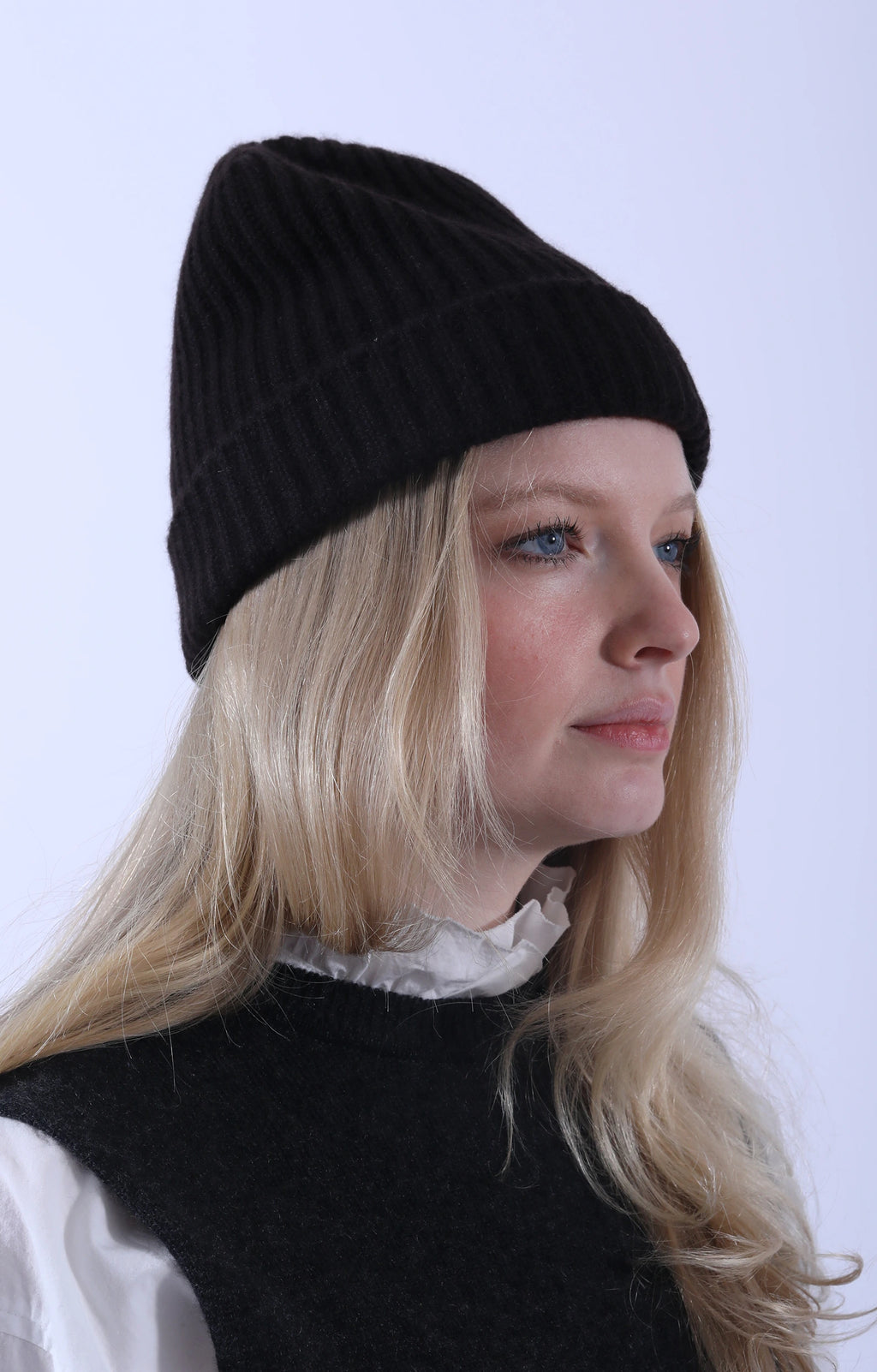 Cashmere Rib Beanie Dark Brown