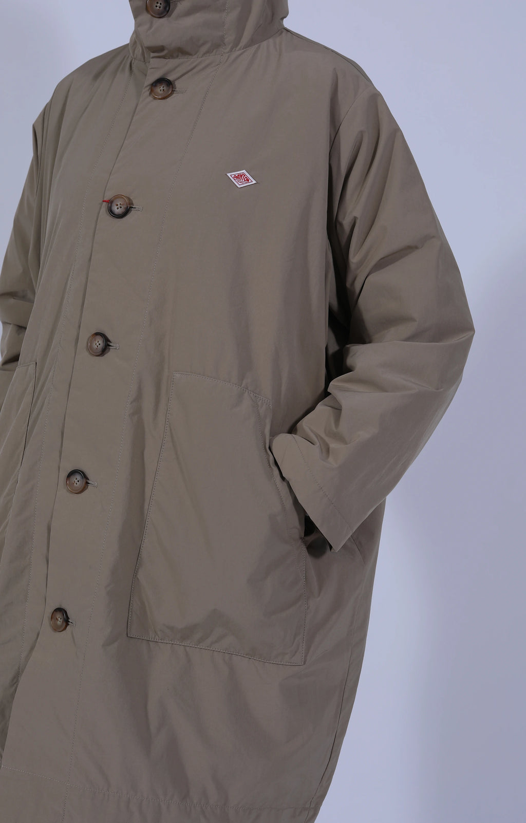 Taffeta Hooded Coat Beige