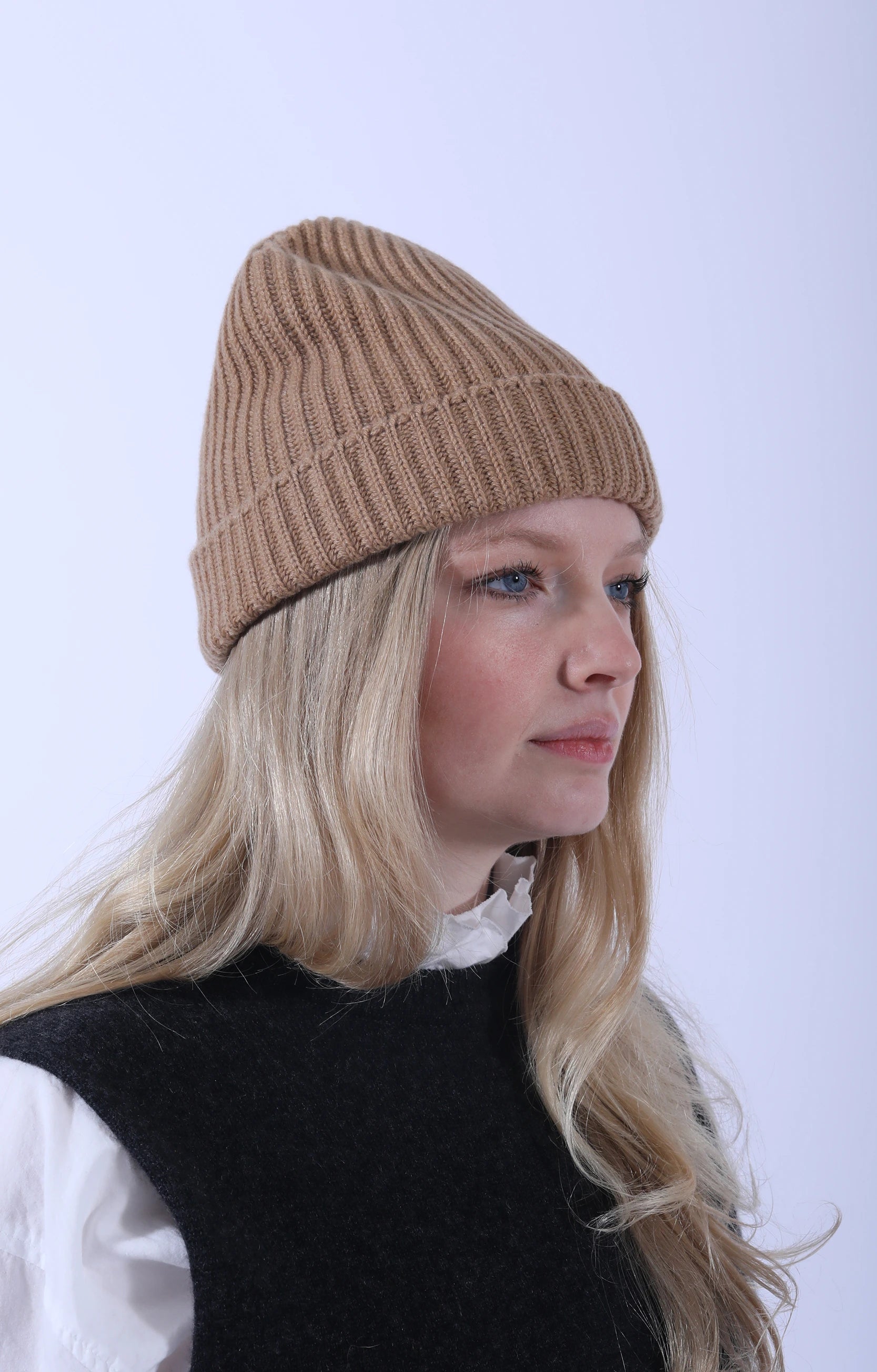 Cashmere Rib Beanie Brown Sugar