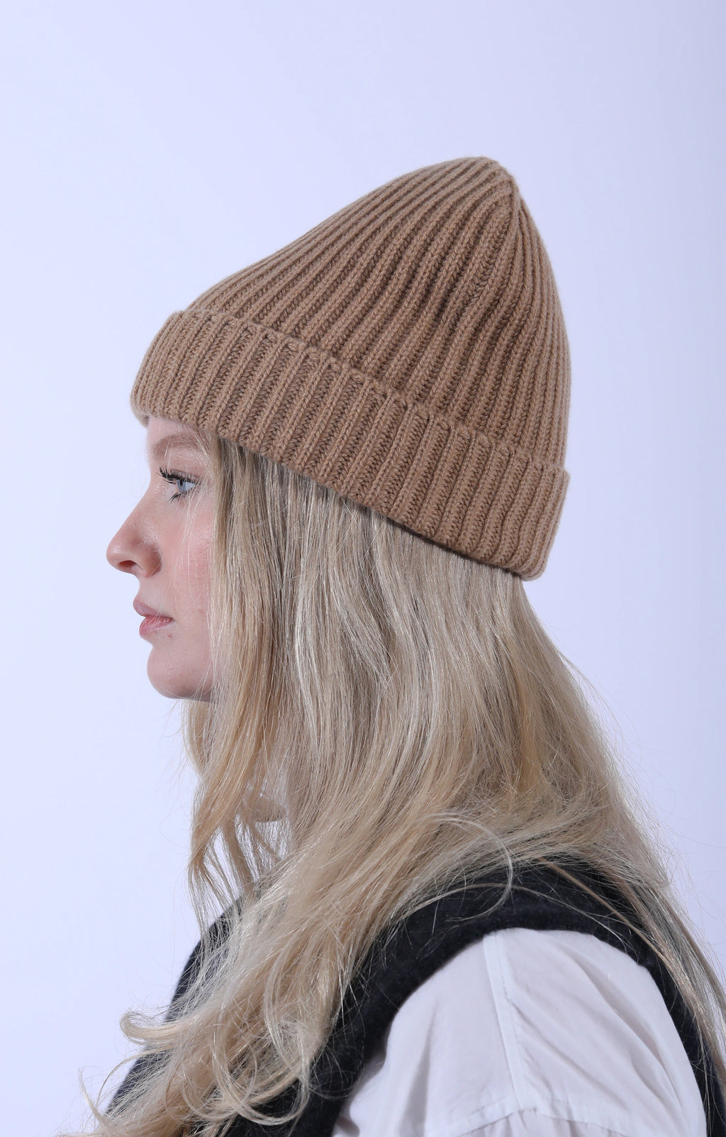 Cashmere Rib Beanie Brown Sugar