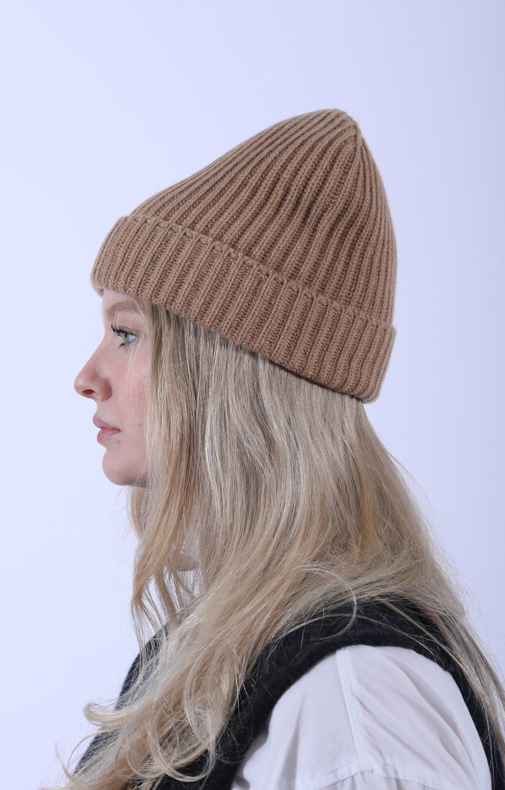 Cashmere Rib Beanie Brown Sugar
