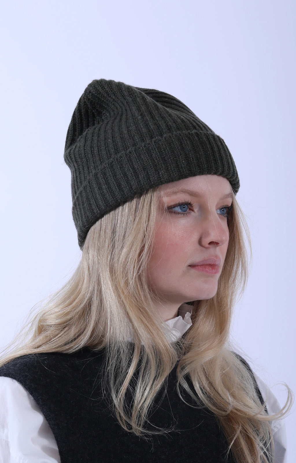 Cashmere Rib Beanie Loden