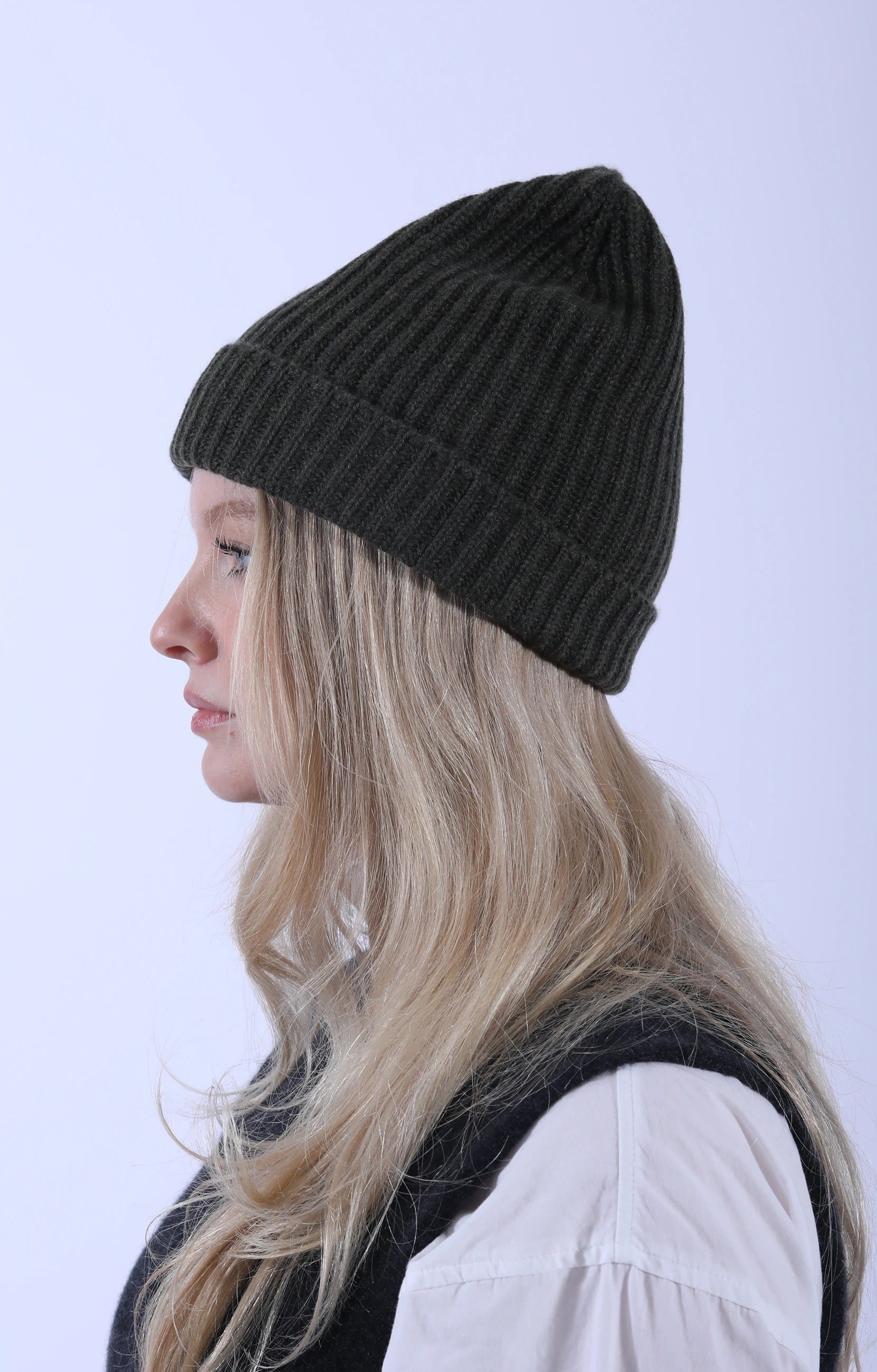 Cashmere Rib Beanie Loden