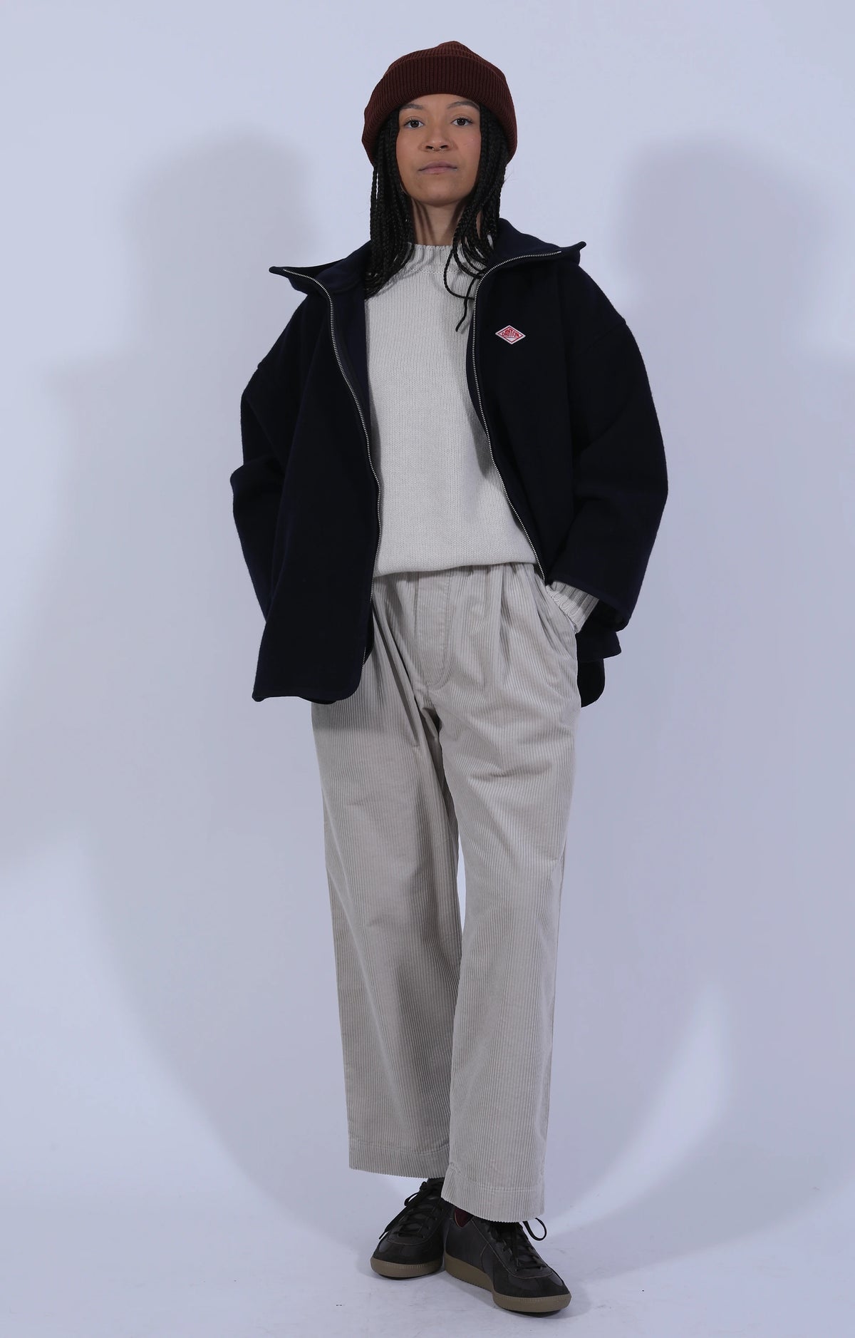 Wool Melton Hooded Jacket Navy