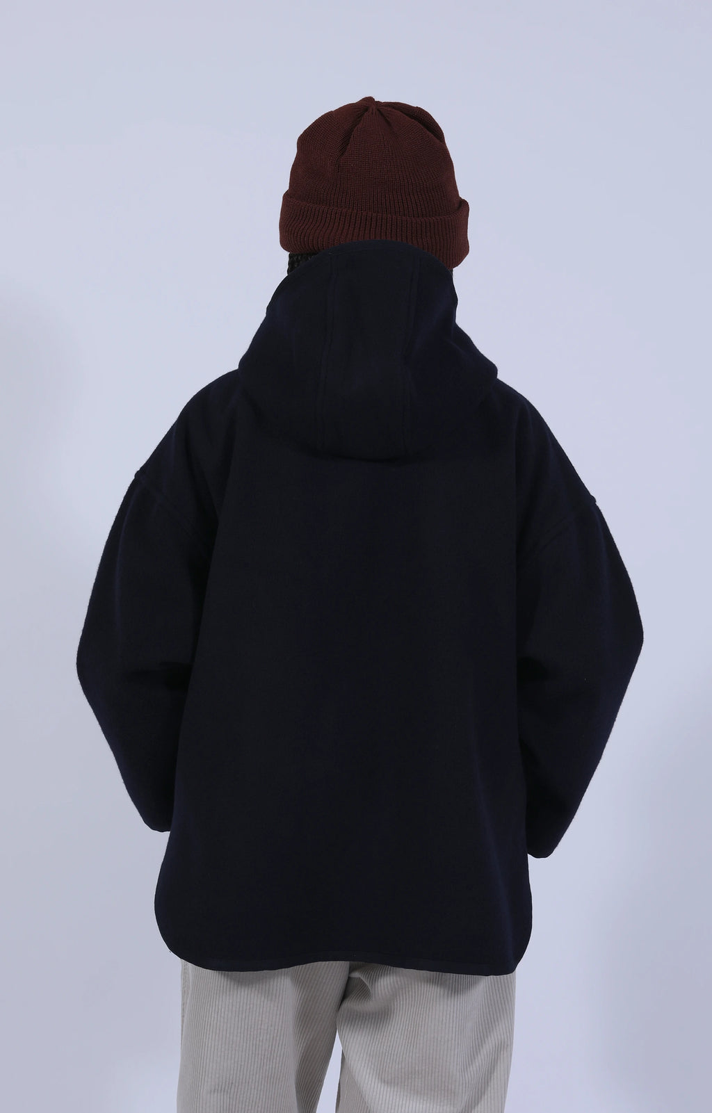 Wool Melton Hooded Jacket Navy