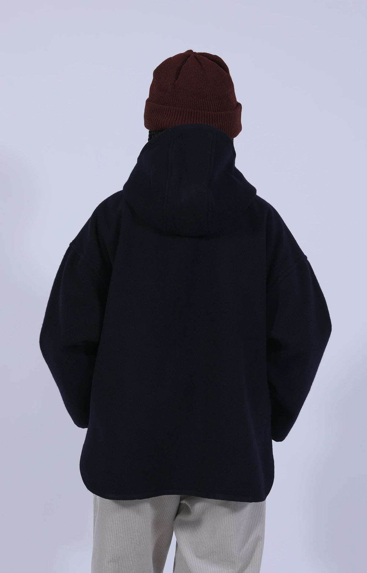 Wool Melton Hooded Jacket Navy