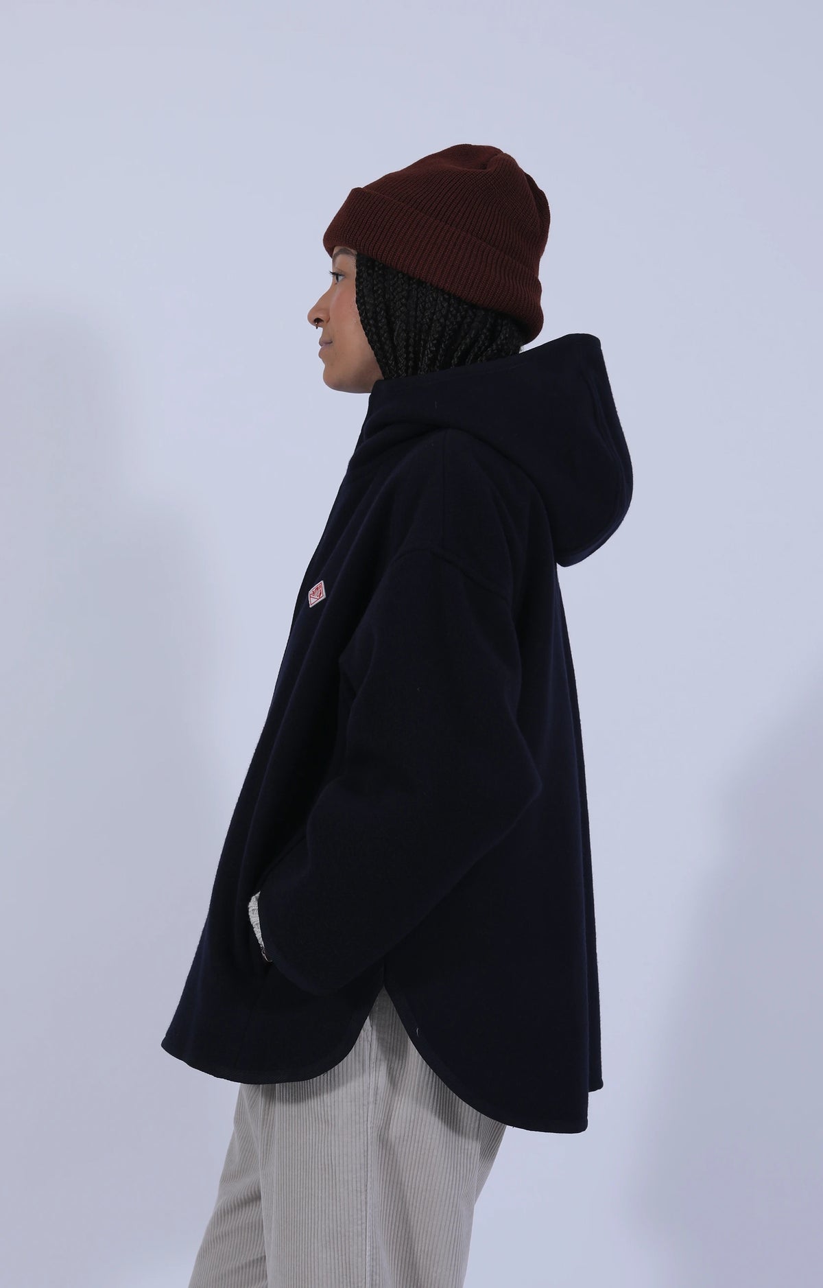 Wool Melton Hooded Jacket Navy