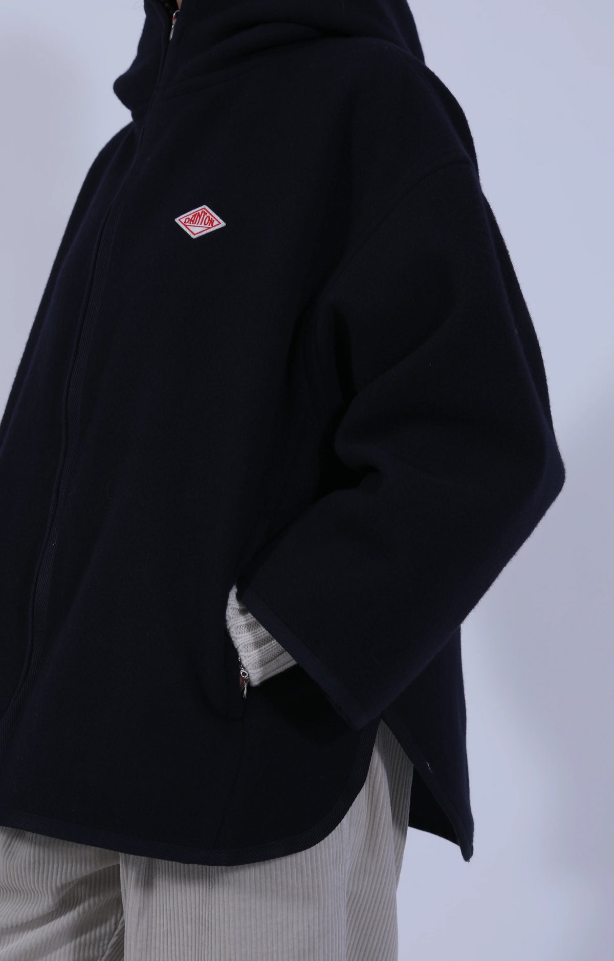 Wool Melton Hooded Jacket Navy